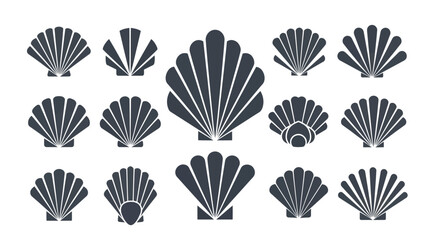 Collection of Various Seashell Silhouettes. © Niat