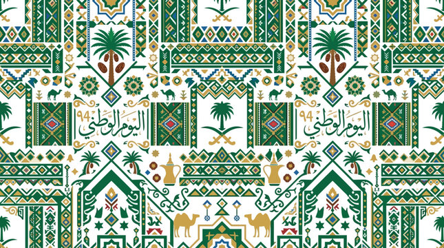 Saudi Arabian Traditional Sadu Pattern and National Heritage Design