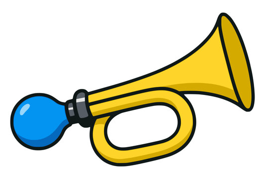 rubber horn loud noise attention announcement flat color vector illustration template design