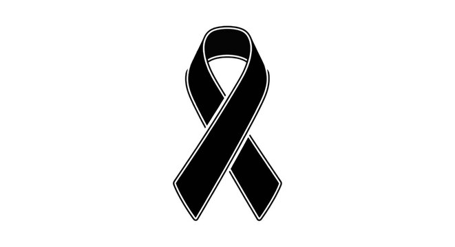 Vector illustration of black awareness ribbon on a transparent background