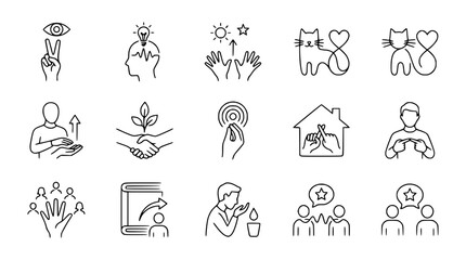 Fototapeta premium Vector Icon Set: Concepts of Growth, Connection, Ideas, and Support