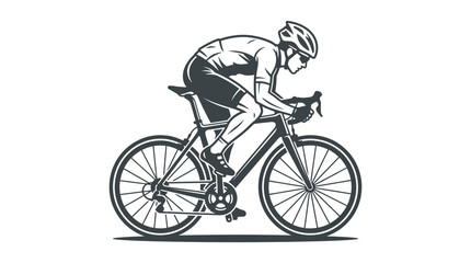 Obraz premium Detailed side profile of road cyclist in motion.