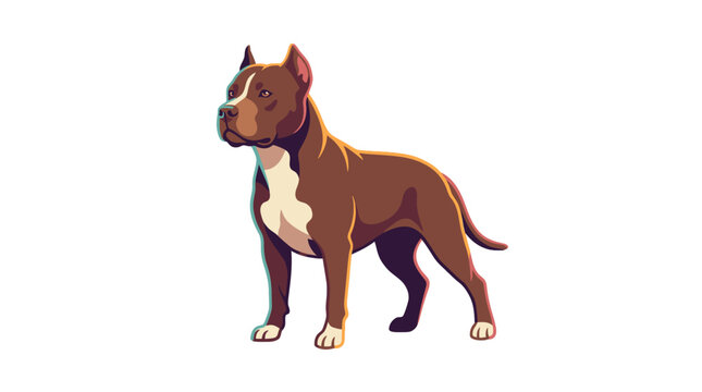 Strong muscular pitbull vector standing in profile