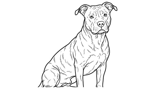 Pitbull vector of a muscular sitting dog with alert expression