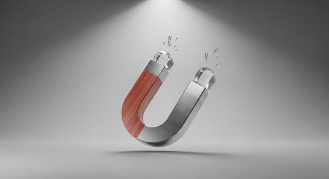 Magnetic attraction with metal objects floating.