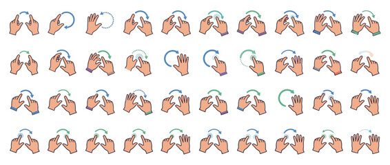 Fototapeta premium Human hand performing a rotate finger gesture on a digital touch screen interface