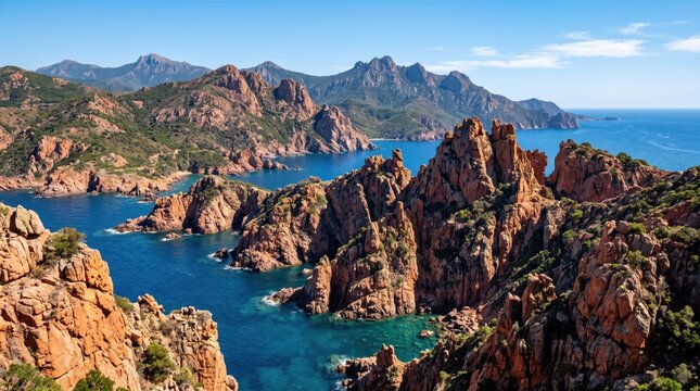 France - Corsica Calanques de Piana Telephoto Landscape