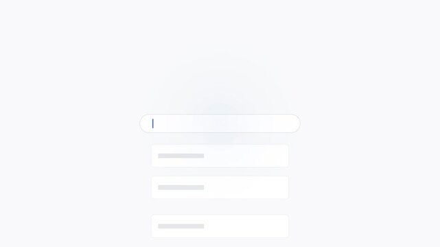 Interactive search bar animation with blinking cursor on white background