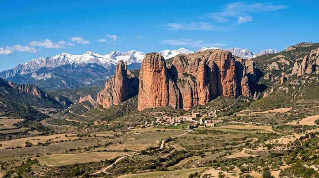 Spain - Mallos de Riglos Telephoto Landscape