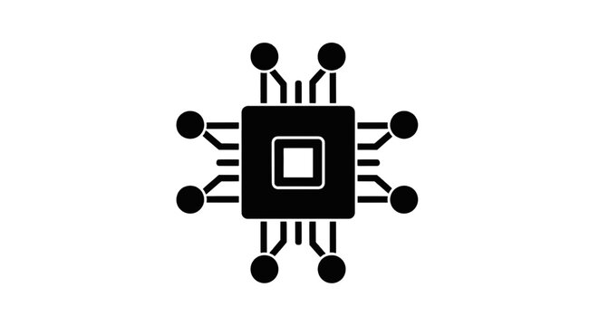 Vector illustration of microchip or cpu processor icon on a transparent background