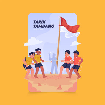 Tug of War Game Vector Illustration