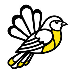 Obraz premium Stylized flying bird with yellow and white feathers.