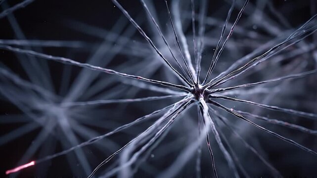 Close-up visualization of neurons and glowing synapses