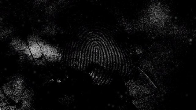 A moody, high-contrast negative of a digital fingerprint emerging from darkness. This cinematic shot evokes themes of mystery, hidden identity, and clandestine surveillance.