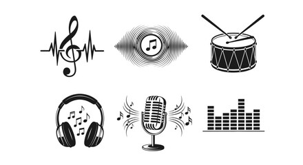 Fototapeta premium Music Symbols and Equipment Icons.