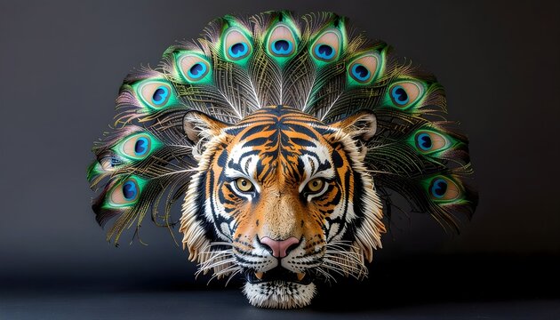 Reog Ponorogo Peacock Mask Close-Up Display