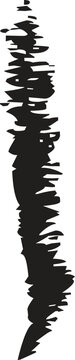 Black vertical paint brush stroke texture isolated on a white background