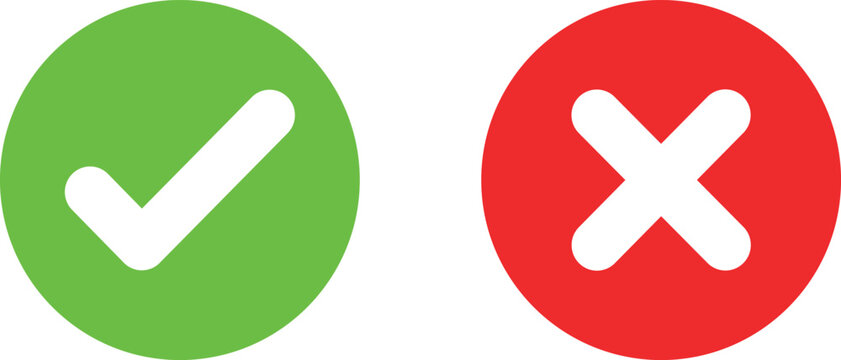 Green check mark and red cross mark icons