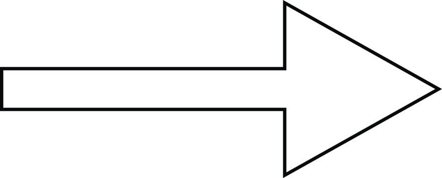 Simple black outline arrow pointing to the right isolated on a white background