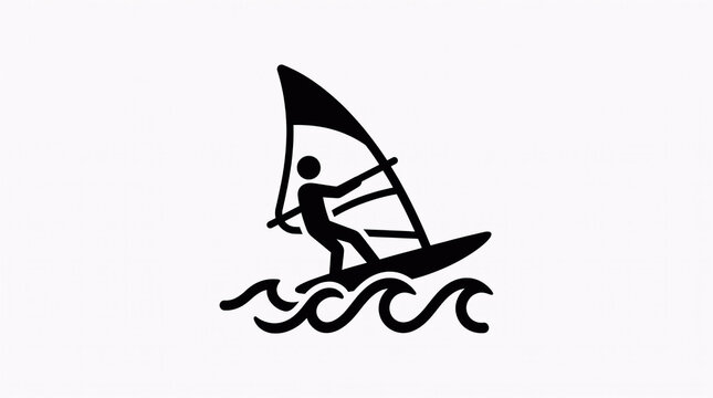 Minimal Windsurfing Sport Silhouette Icon