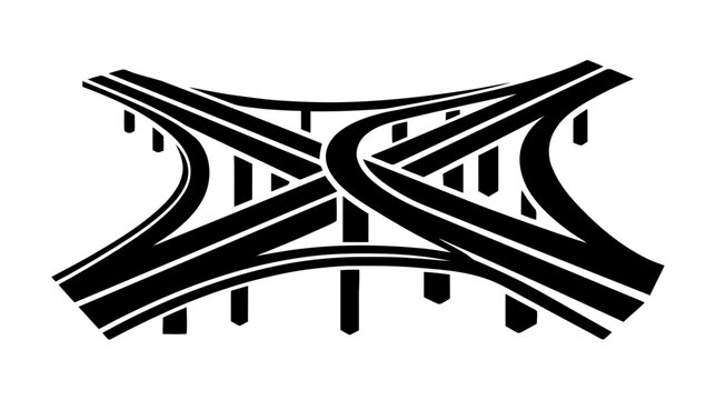 Vector illustration of abstract illustration of a complex highway interchange or road junction on a transparent background