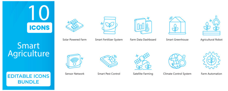 Smart Farm Editable Gradient Icons Bundle | Justice, Legal & Security Vector Pack	