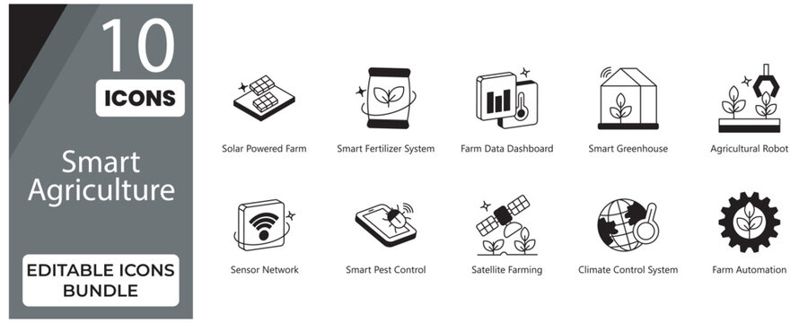 Smart Farm Editable Glyph Icons Bundle