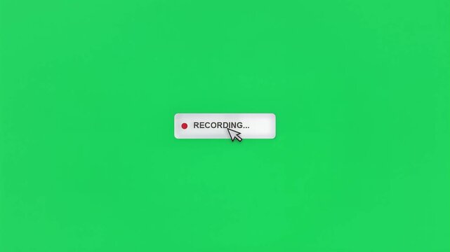 Mouse cursor clicking start recording button on green screen