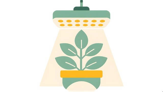 LED Grow Light for Indoor Plant Cultivation Vector Illustration, Smart Hydroponic Gardening, Controlled Environment Agriculture, Sustainable Plant Growth and AgriTech Concept