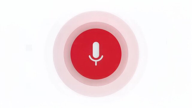 Animated red microphone icon pulsating for voice recognition