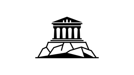 Obraz premium Classical building facade on rocky foundation