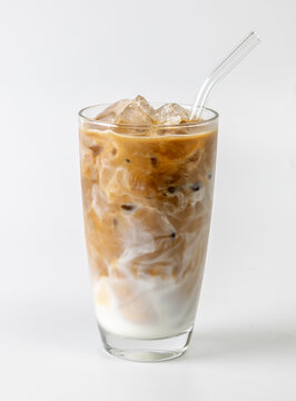 Iced latte on a white background.
