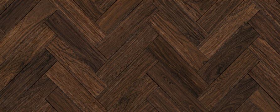 Dark herringbone wood pattern with visible grain and texture displayed on transparent background brown floor flooring parquet planks boards surface material design seamless repeat