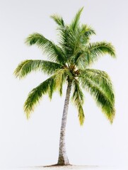 Fototapeta premium Tall slender palm tree isolated on white background.