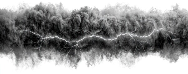 Obraz premium Thick black smoke banner with glowing lightning