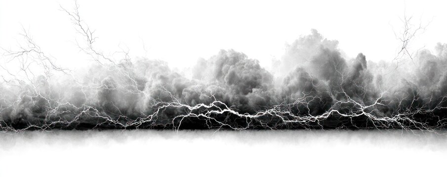 Thick dark storm clouds with electric lightning bolts