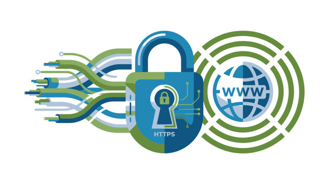HTTPS Secure Website Data Transmission Concept