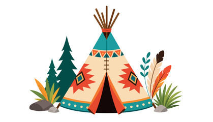 Colorful Native American Teepee Tent Illustration. © Kai_