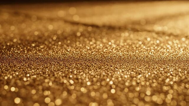 Sparkling gold glitter texture with moving waves