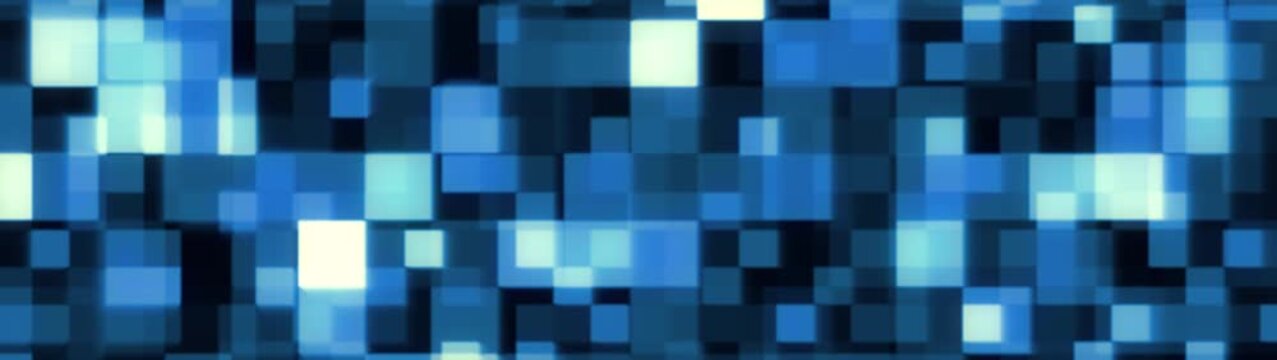 Abstract blue digital data pixel motion background with shimmering squares loopable tech video animation.