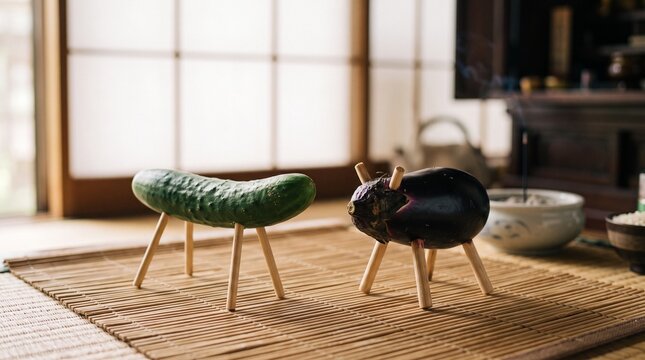 Shouryouma cucumber horse and eggplant cow for Obon festival tradition