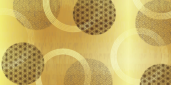 Elegant Japanese traditional gold background with geometric patterns