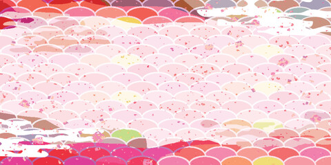 Elegant Japanese Pattern Featuring Pastel Pink Fish Scales © J BOY