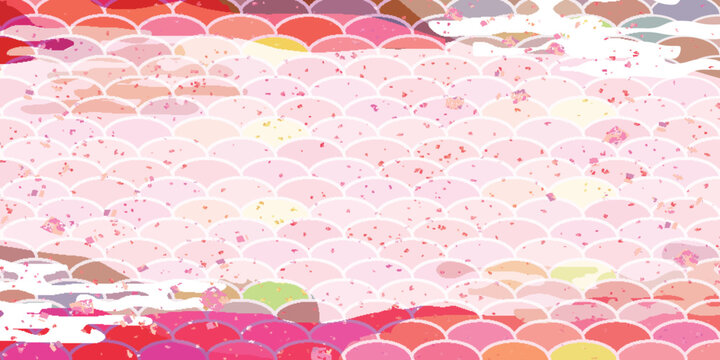 Elegant Japanese Pattern Featuring Pastel Pink Fish Scales