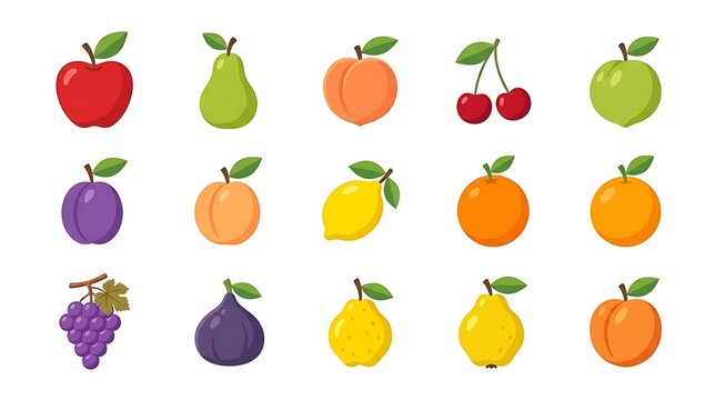 Colorful fruit and vegetable illustration set.