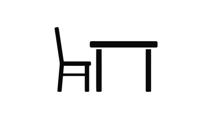 Fototapeta premium Vector illustration of simple black silhouette of a chair and table on a transparent background