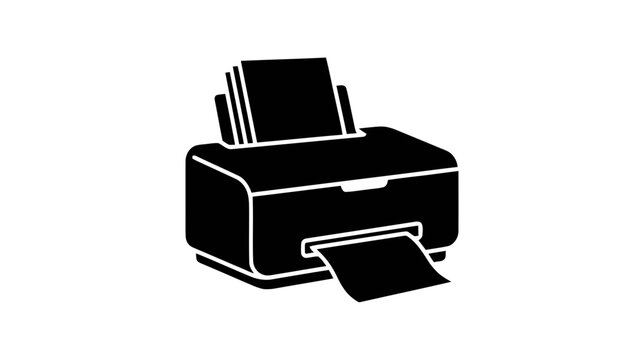 Vector illustration of printer icon, flat style on a transparent background