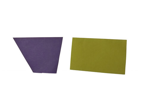 Purple trapezoid and green rectangle shapes on a simple flat background isolated on transparent background
