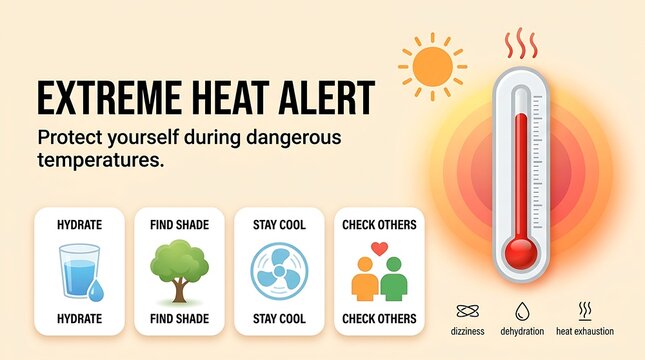 Extreme Heat Alert Safety Tips: Hydrate, Find Shade, Stay Cool, and Check Others to Prevent Heat Illness
