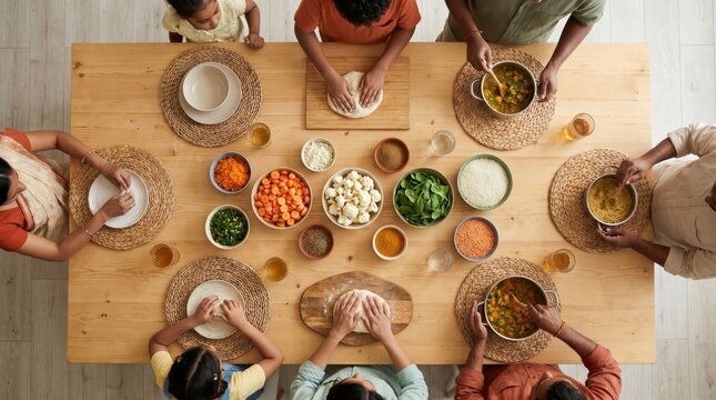 Family Celebrates India's Independence Day Preparing Traditional Feast Together